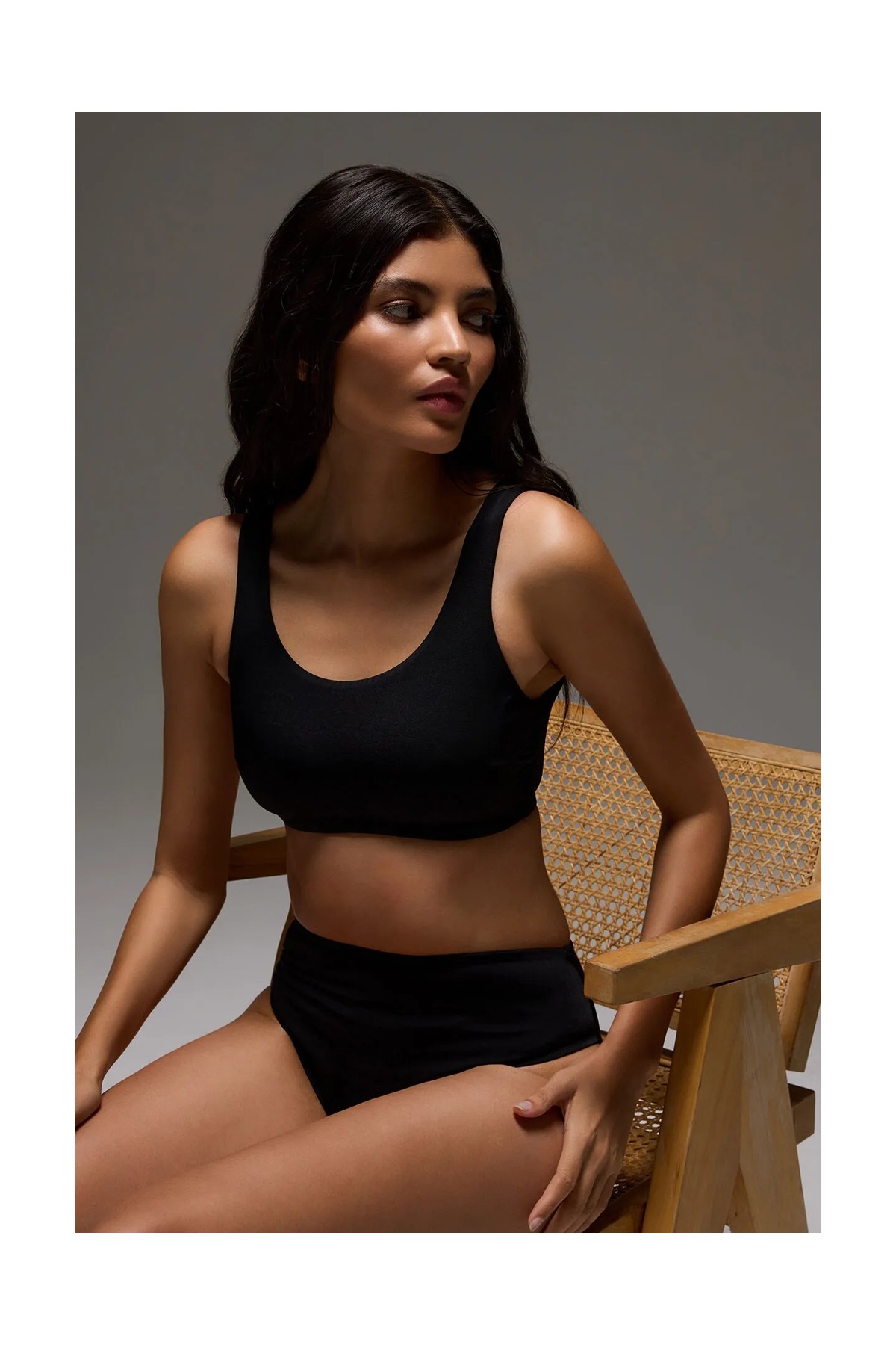 Los Ojos Bordo Kare Yaka Spor Bikini Üstü Sporty Top görsel 6