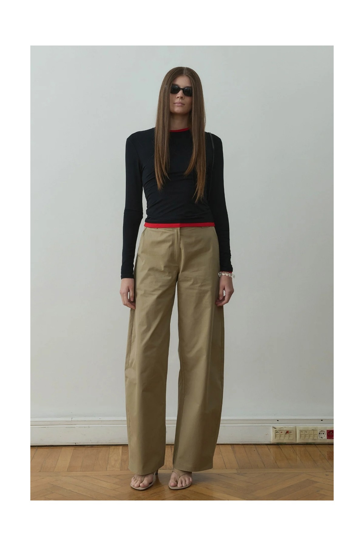 Suud Collection Haki Raffy Geniş Paça Pantolon