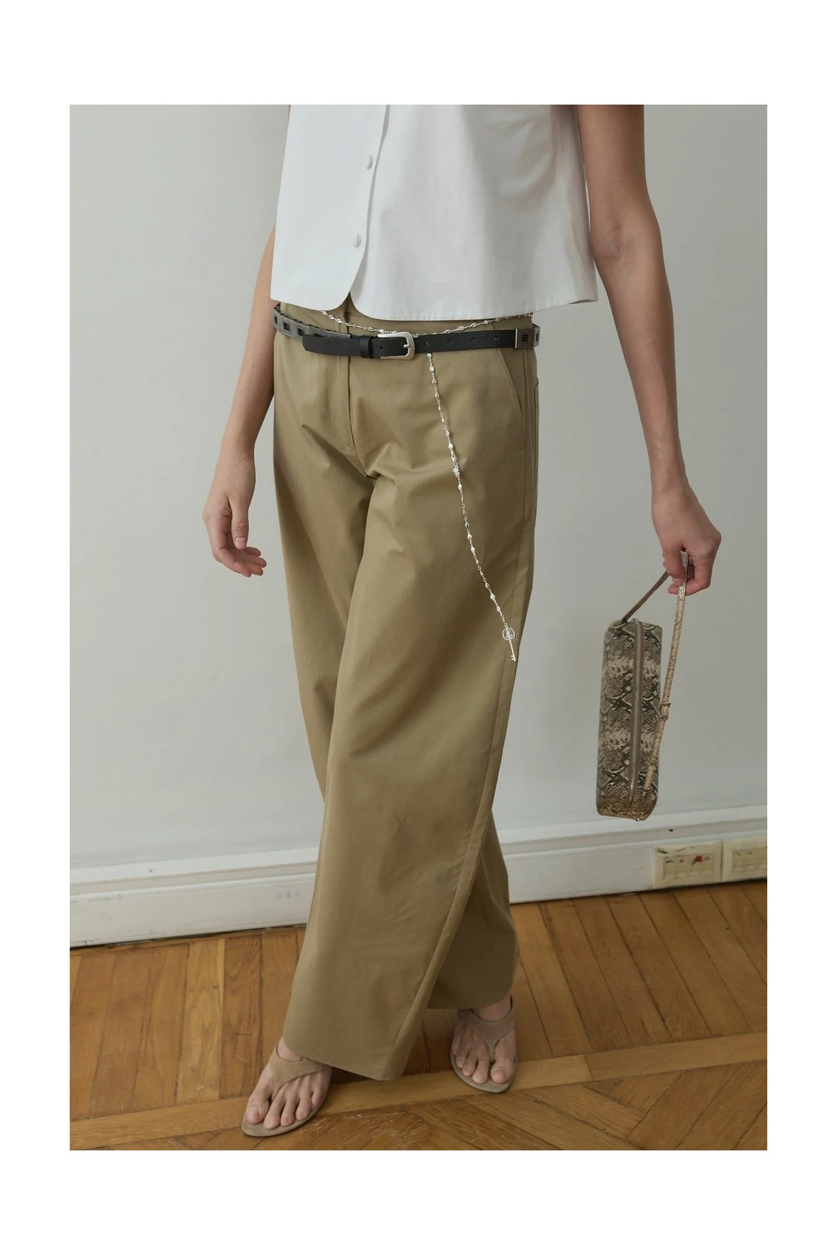 Suud Collection Haki Raffy Geniş Paça Pantolon görsel 2