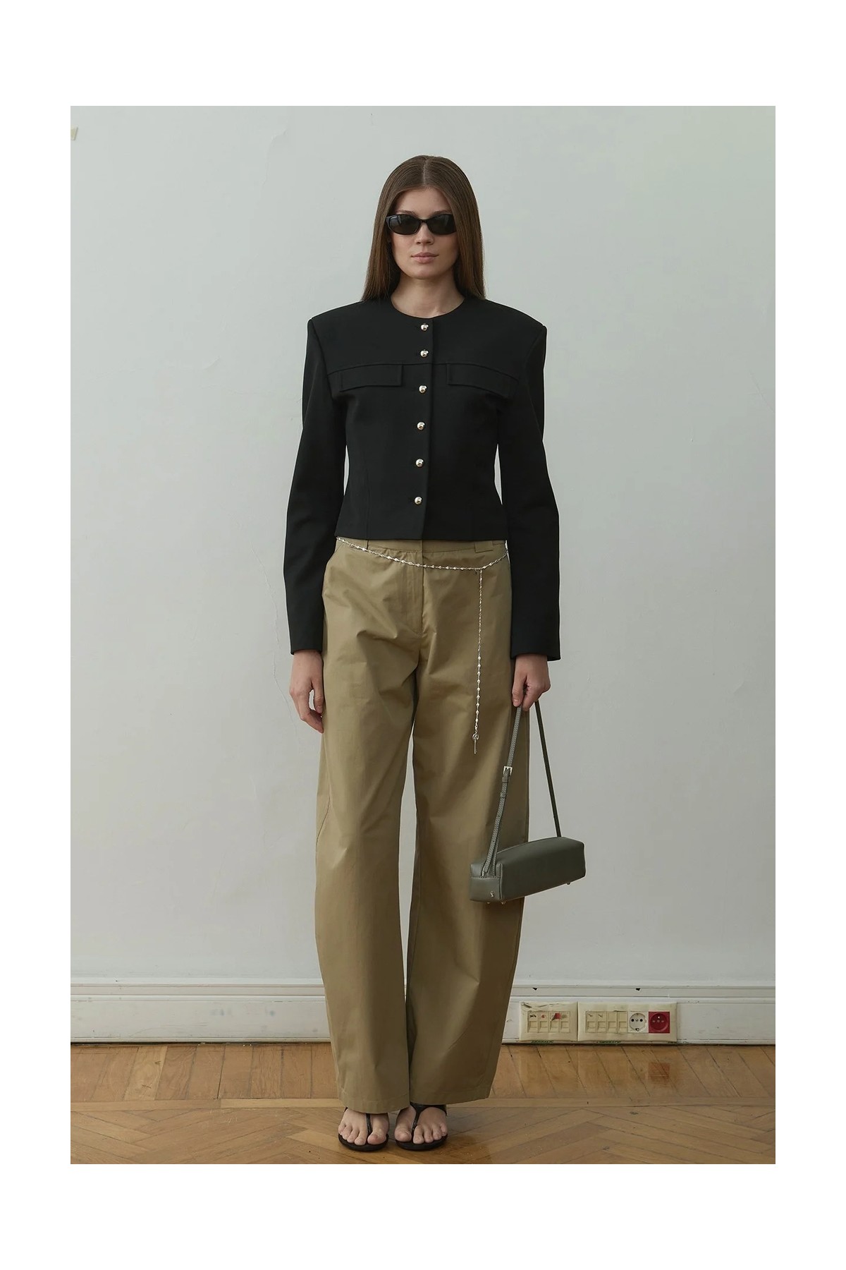 Suud Collection Haki Raffy Geniş Paça Pantolon görsel 7