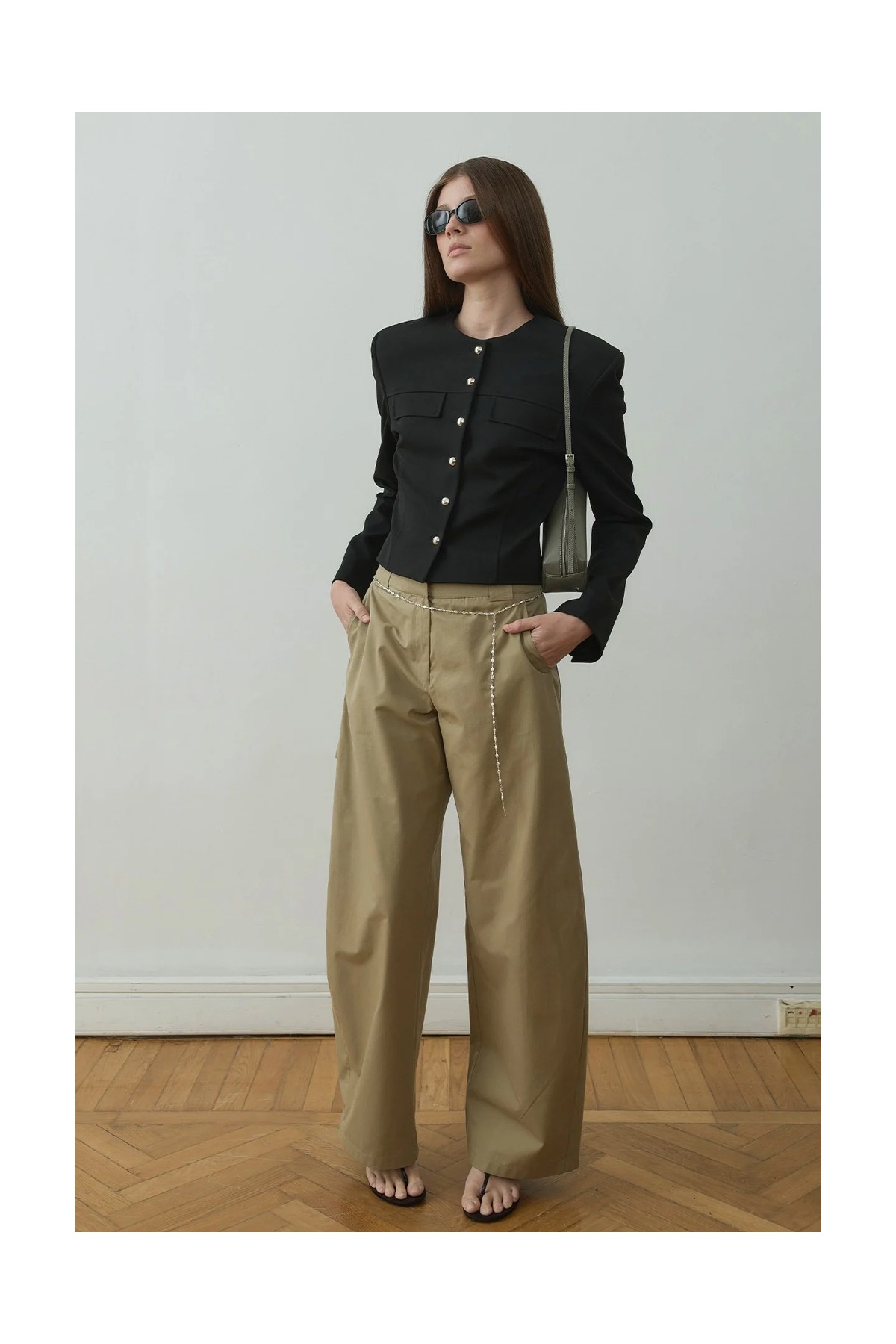 Suud Collection Haki Raffy Geniş Paça Pantolon görsel 8