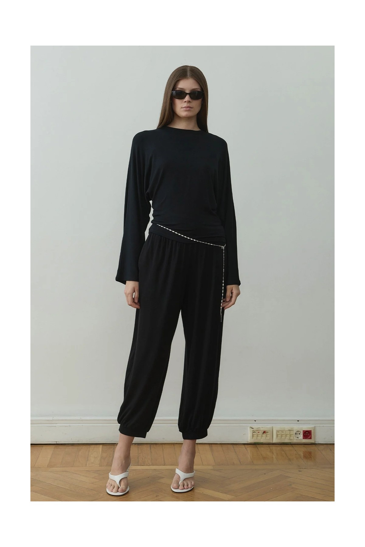 Suud Collection Gri Sophia Yarasa Kol Bluz görsel 2