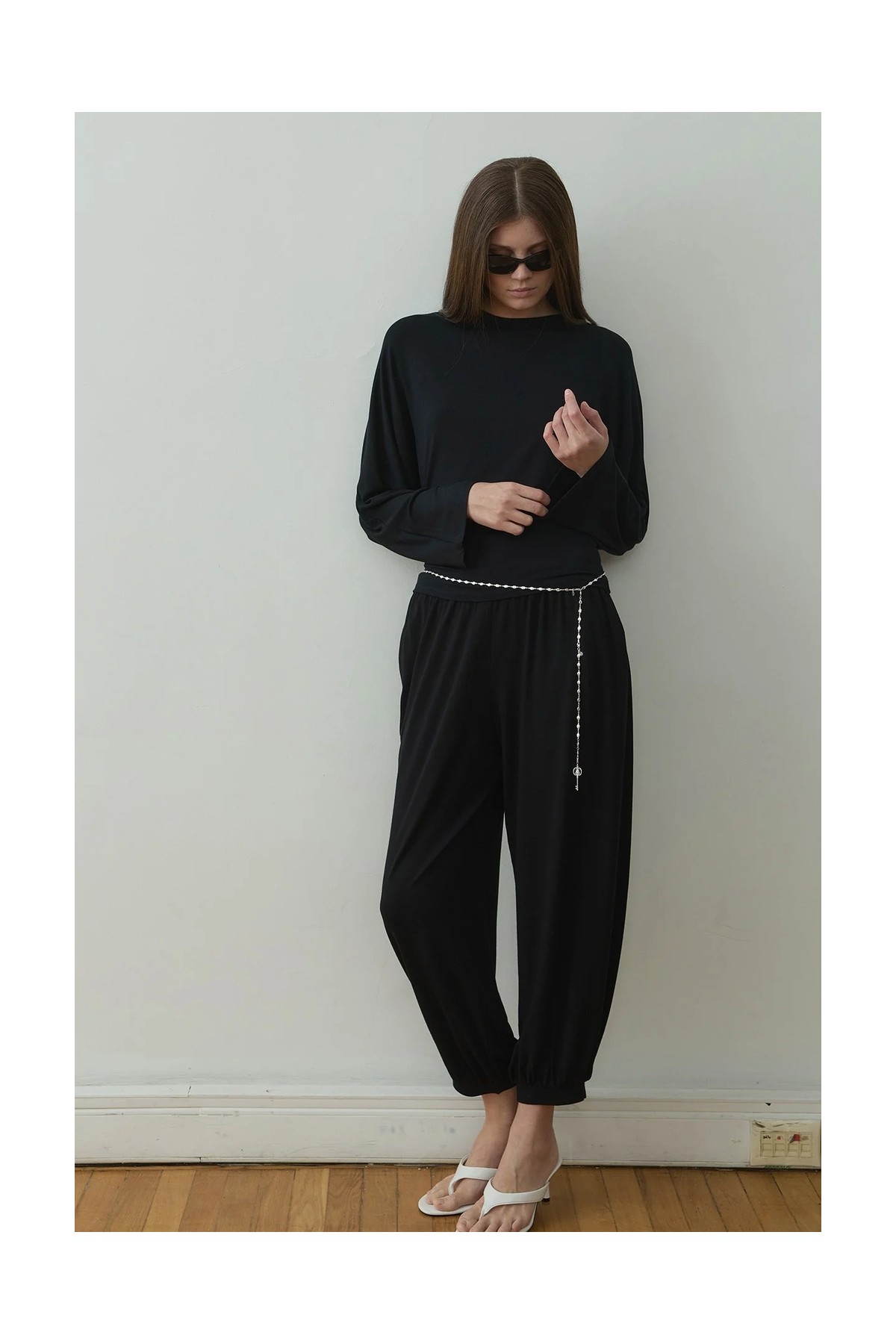 Suud Collection Gri Sophia Yarasa Kol Bluz görsel 3