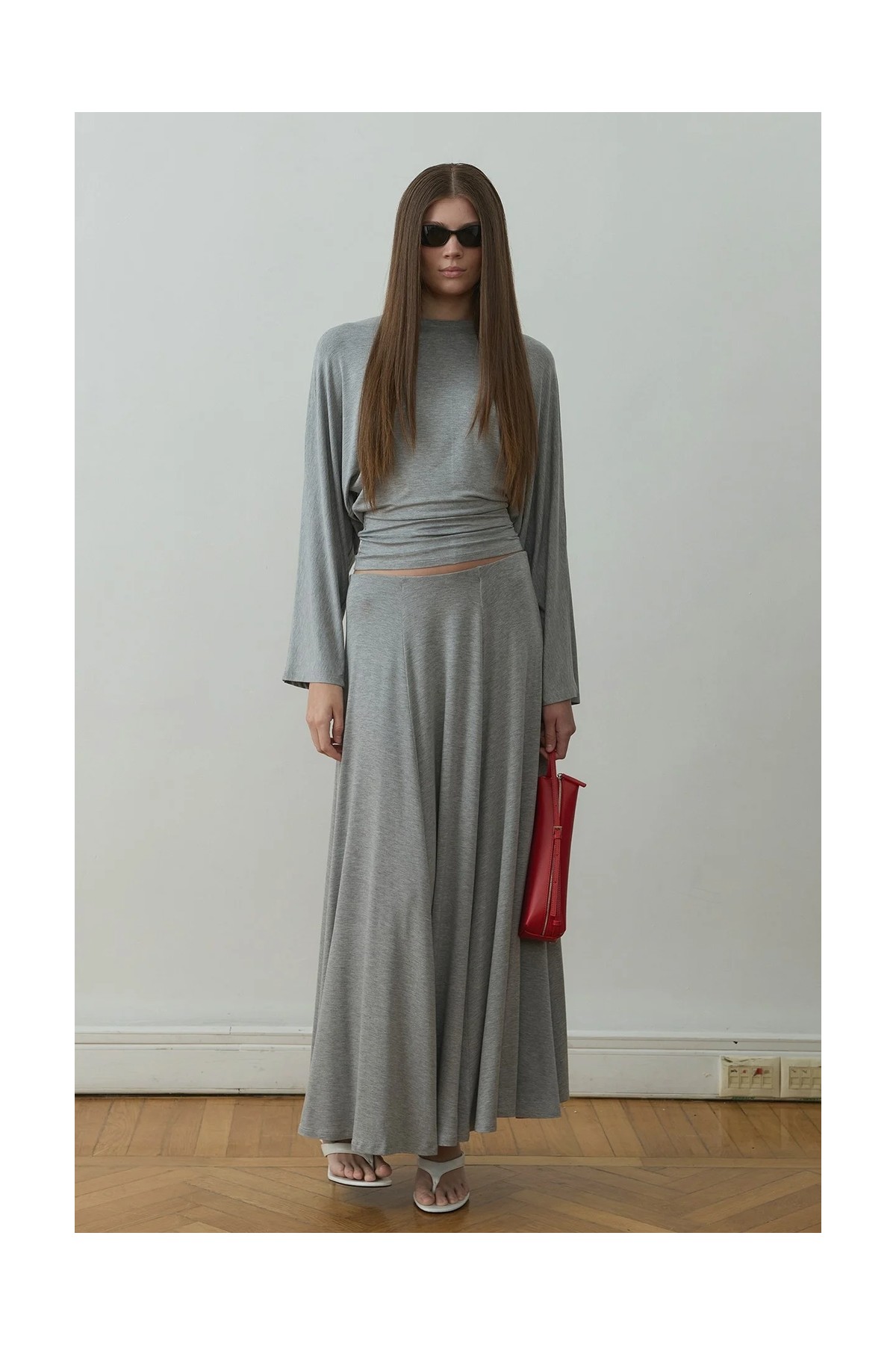 Suud Collection Gri Sophia Yarasa Kol Bluz görsel 7