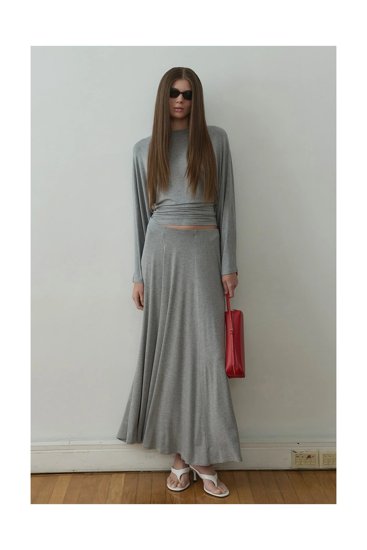 Suud Collection Gri Sophia Yarasa Kol Bluz görsel 8