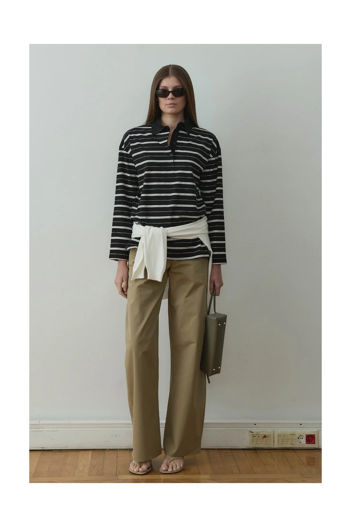 Suud Collection Siyah Monroe Çizgili Polo Yaka Tişört görsel 6
