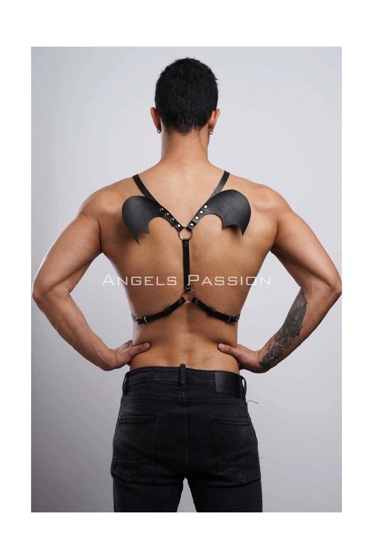 MTM My The Mall Giyim Kanatlı Erkek Harness, Erkek Göğüs Harness ve Kanat Detay, Deri Kanatlı Harness - BRFM150 görsel 5