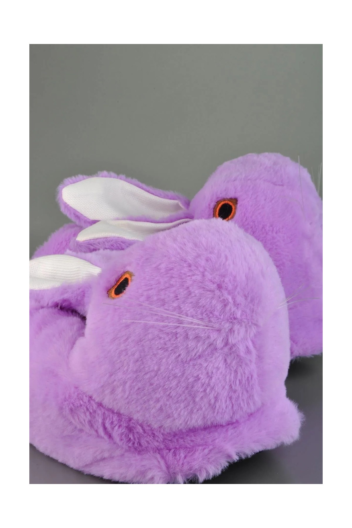 Slipcat Lila Tavşan Figürlü Peluş Panduf Unisex Yumuşak EVA Tabanlı Rahat Ev Ayakkabısı görsel 4
