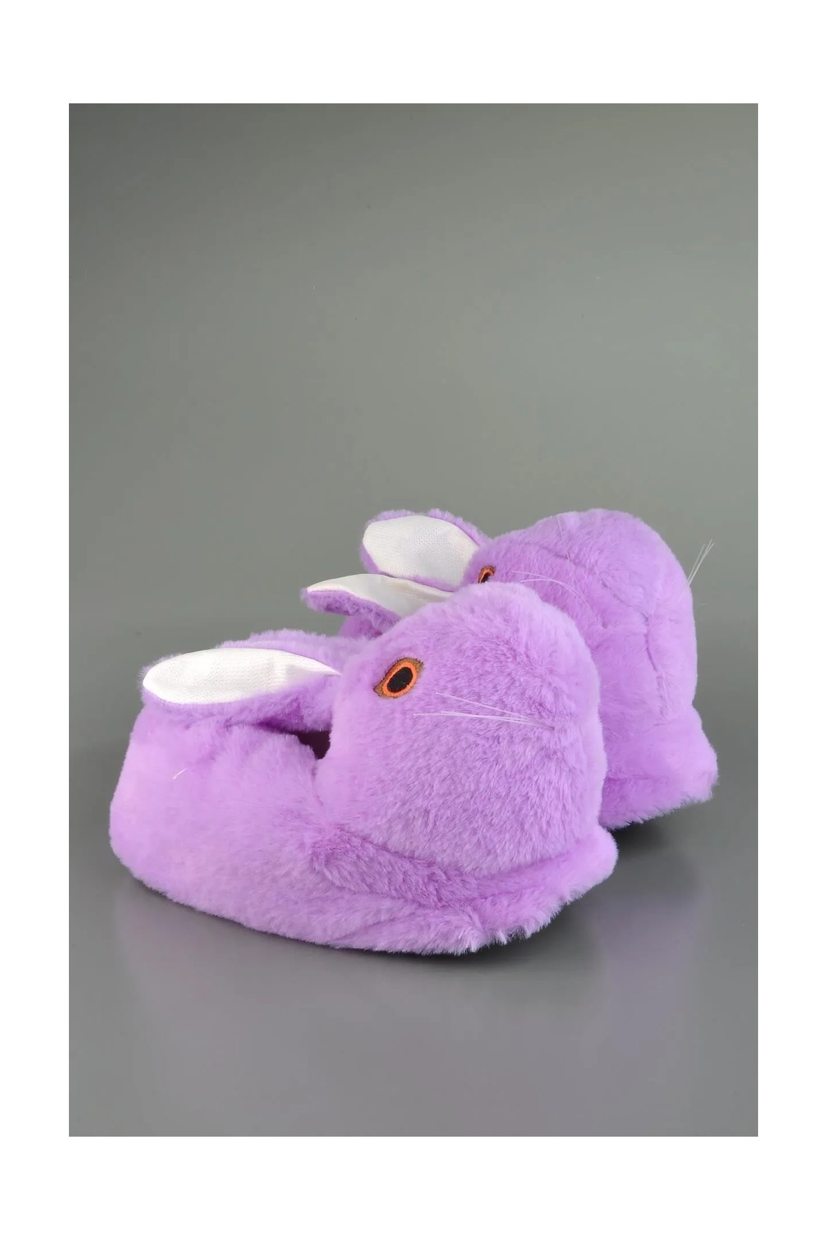 Slipcat Lila Tavşan Figürlü Peluş Panduf Unisex Yumuşak EVA Tabanlı Rahat Ev Ayakkabısı görsel 5