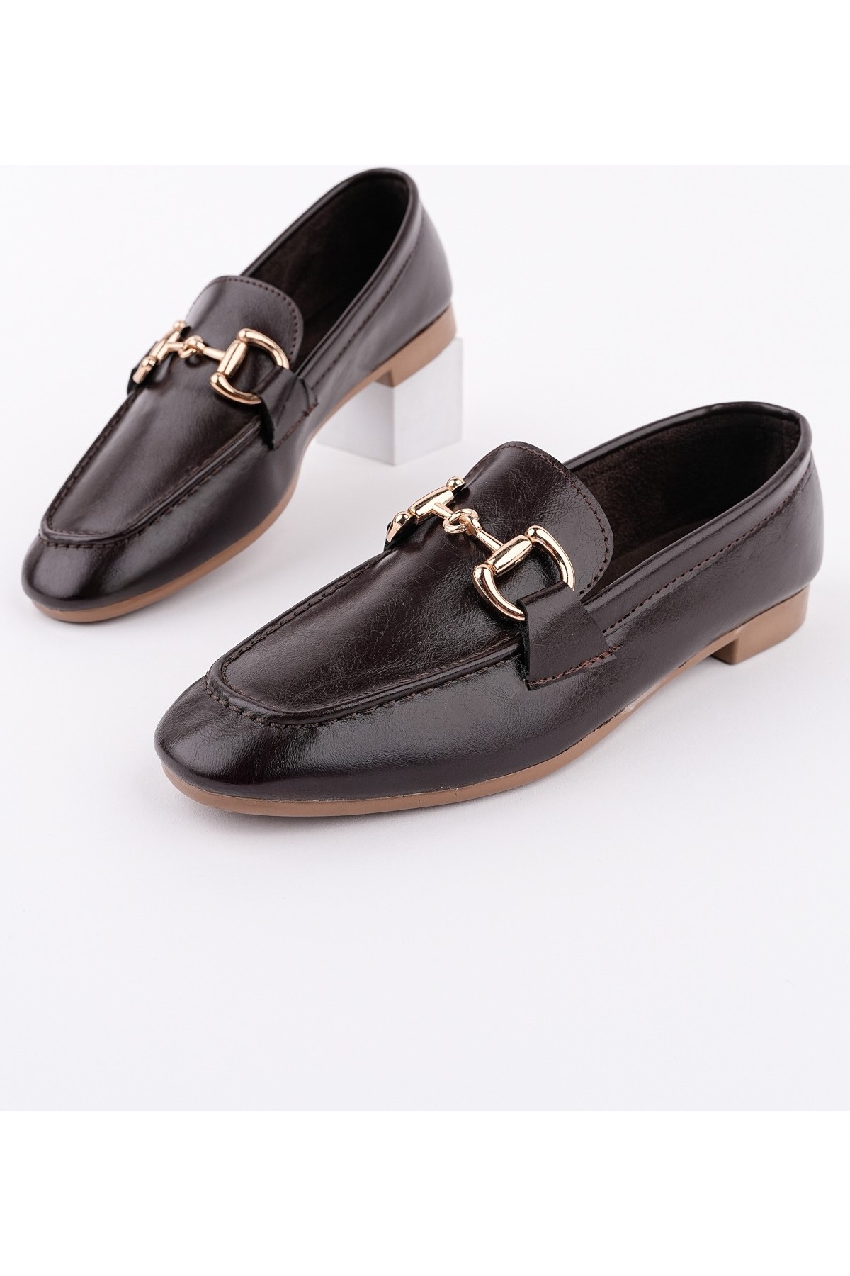 Muggo Stride Metal Tokalı Kadın Günlük Loafer Ayakkabı görsel 6