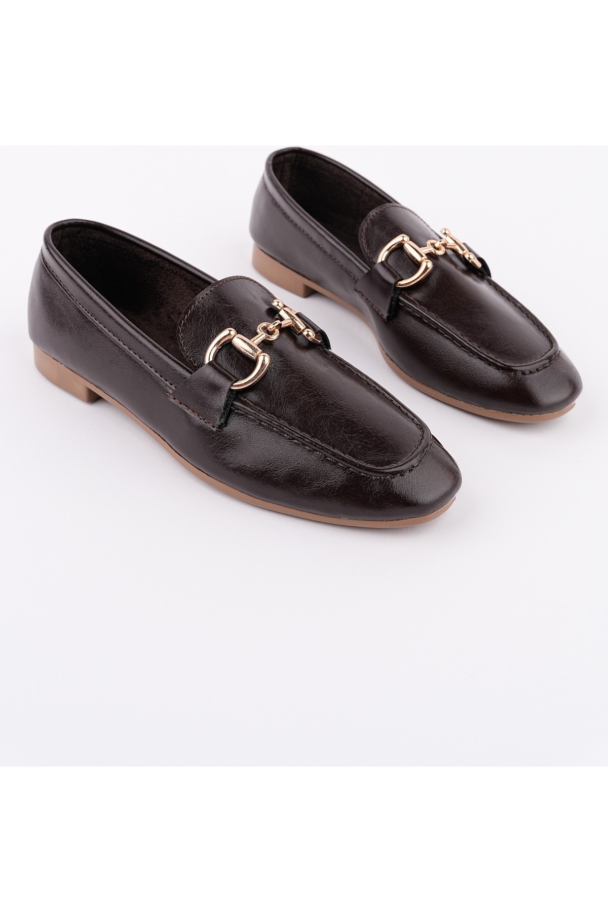 Muggo Stride Metal Tokalı Kadın Günlük Loafer Ayakkabı görsel 8