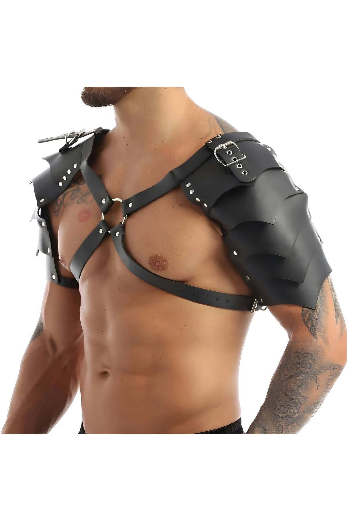 Çamaşır Kenti Iki Omuz Kanat Detaylı Şık Erkek Harness Kostüm, Gladyatör Erkek Kostüm - BRFM161 görsel 3