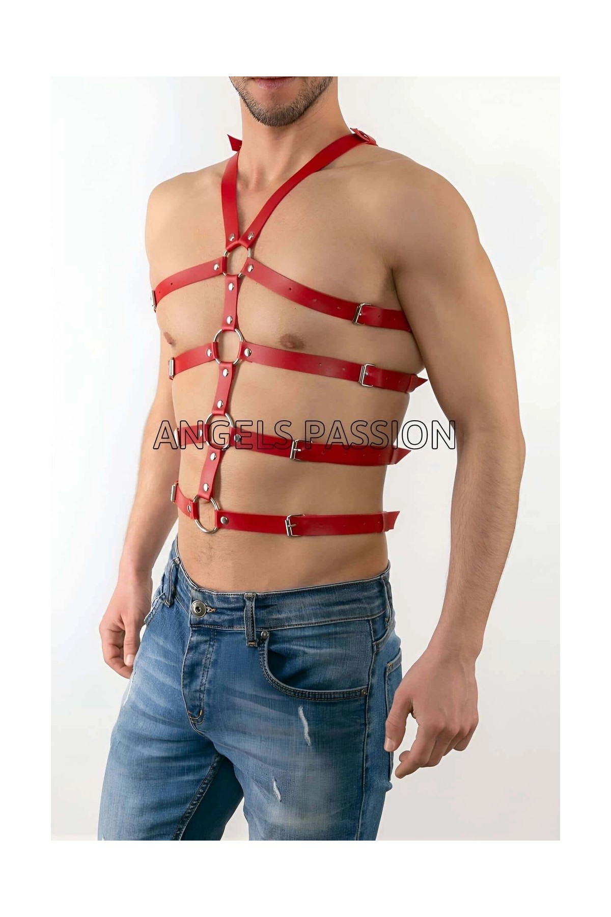 Çamaşır Kenti Seksi Erkek Body Harness, Deri Erkek Body Harness - BRFM54 görsel 6