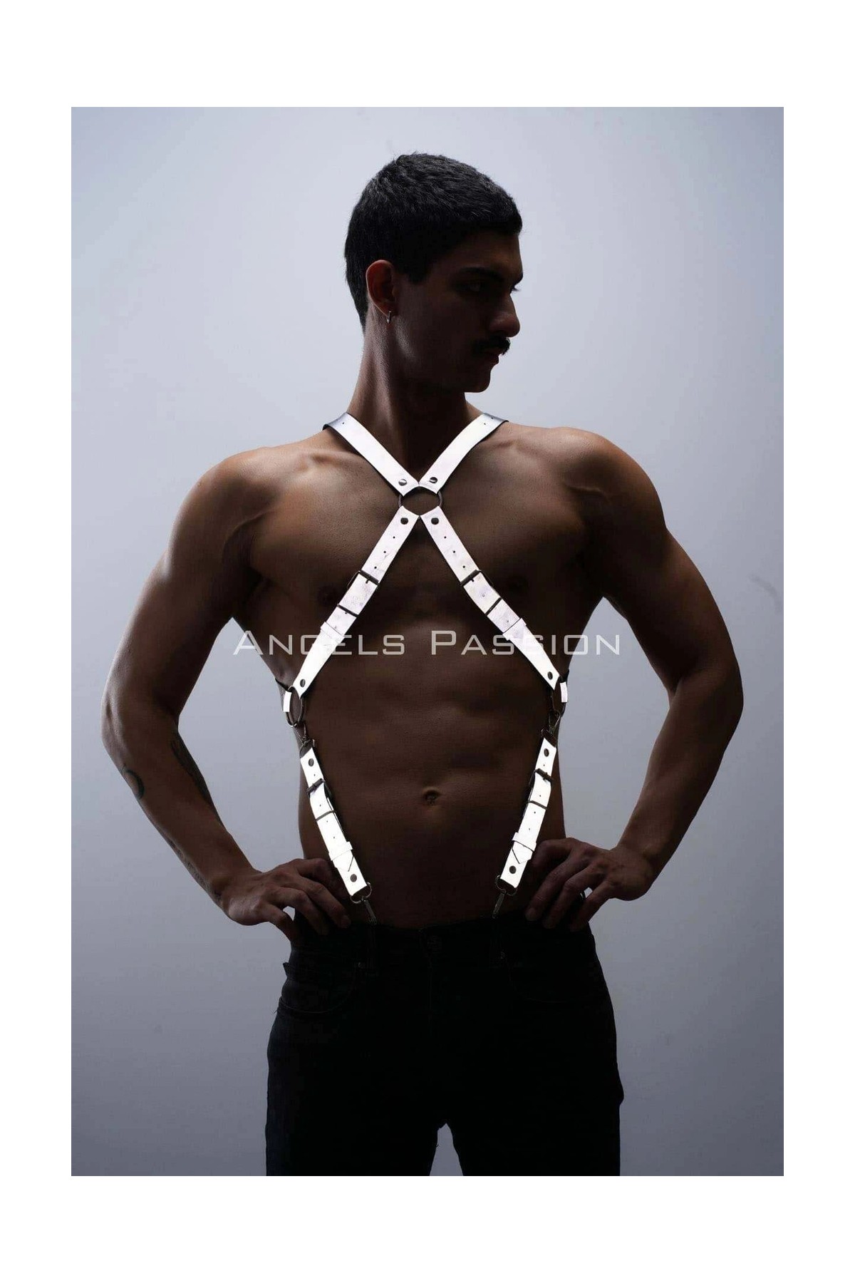 MTM My The Mall Giyim Reflektörlü (Karanlıkta Parlayan) Pantolon Askısı, Reflektörlü Clubwear, Göğüs Harness - BRFM84