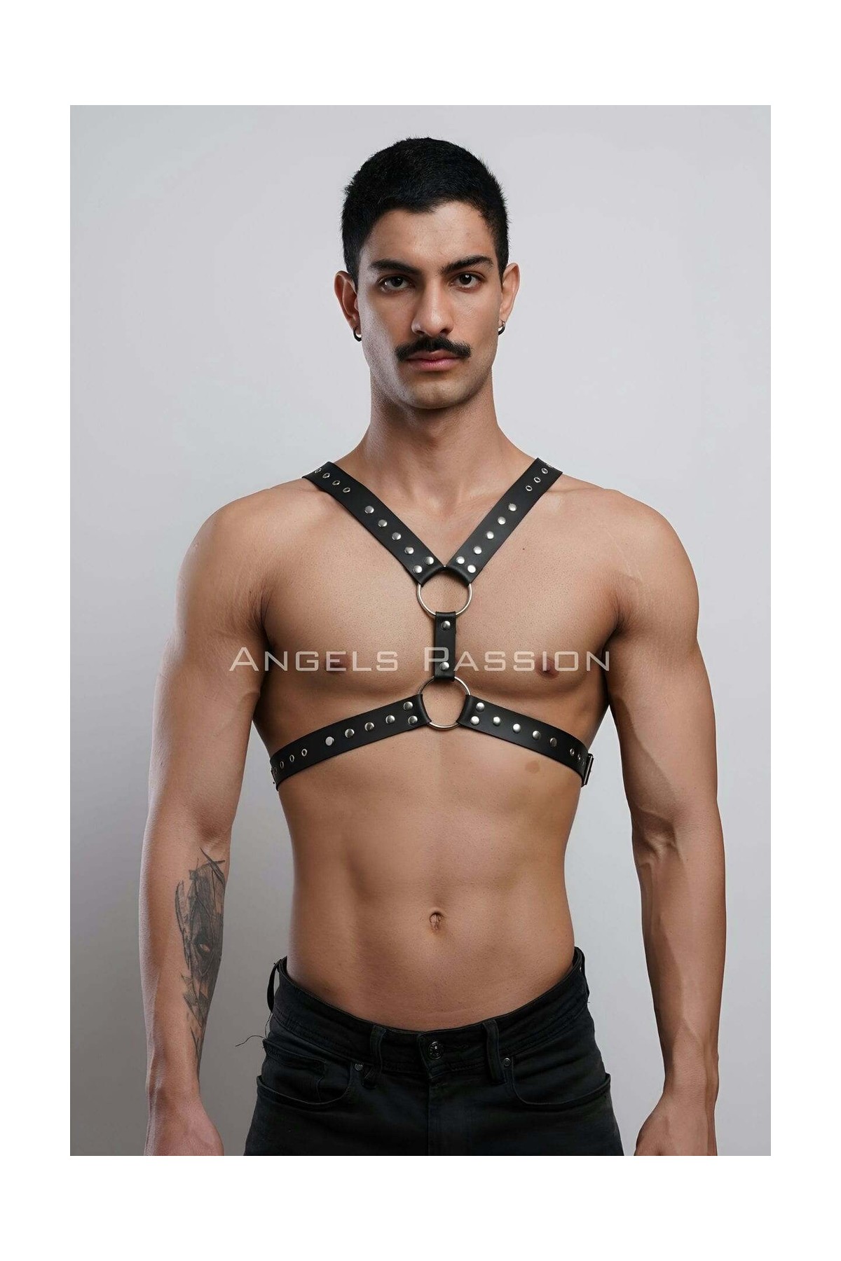 Moda Şahsenem Perçin Detaylı Erkek Göğüs Harness, Erkek Parti Giyim - BRFM179