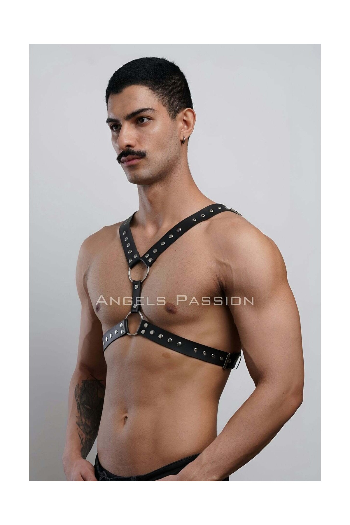 Moda Şahsenem Perçin Detaylı Erkek Göğüs Harness, Erkek Parti Giyim - BRFM179 görsel 5
