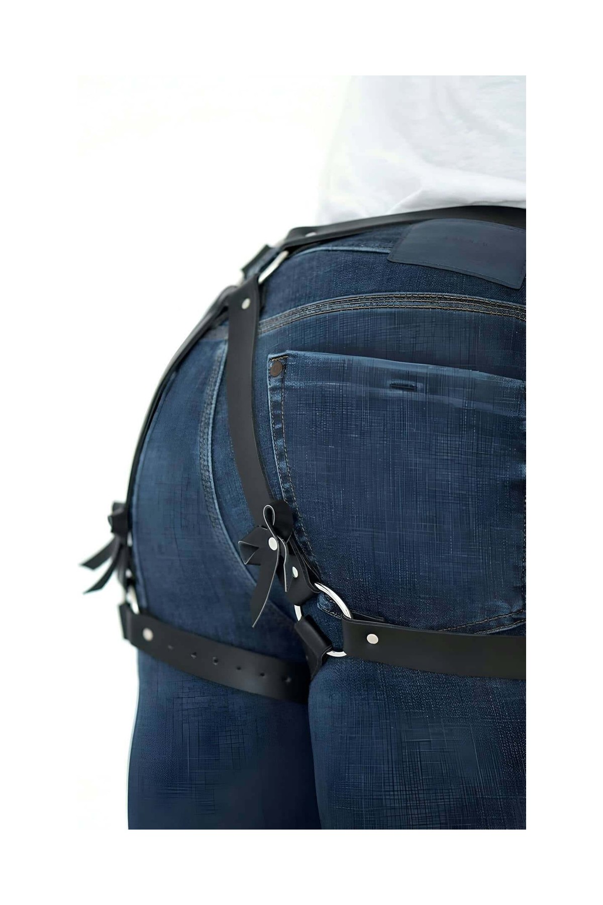 Moda Şahsenem Fiyonklu Erkek Bel ve Bacak Deri Harness - BRFM89 görsel 2