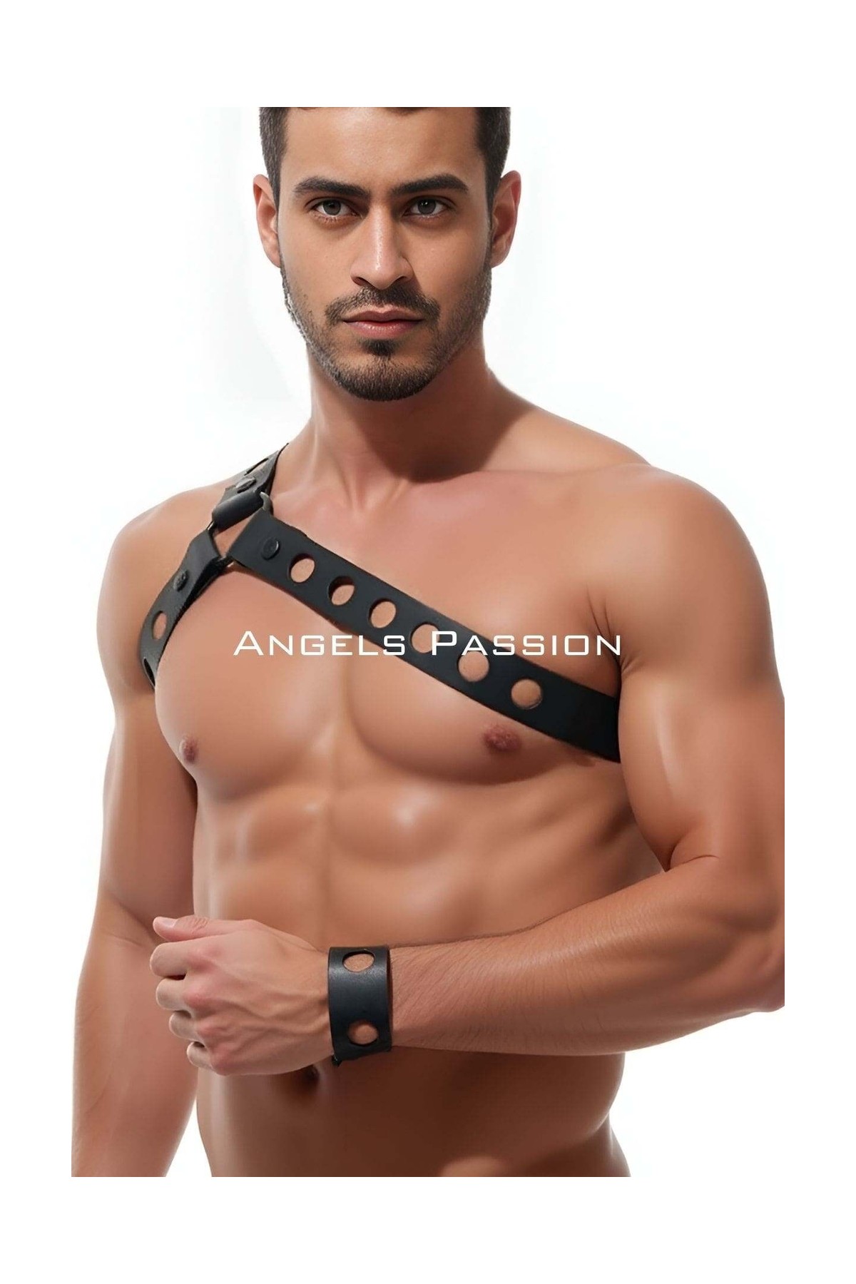 Moda Şahsenem Yuvarlak Delik Detaylı Şık Erkek Omuz Harness, Deri Omuz Harness - BRFM218