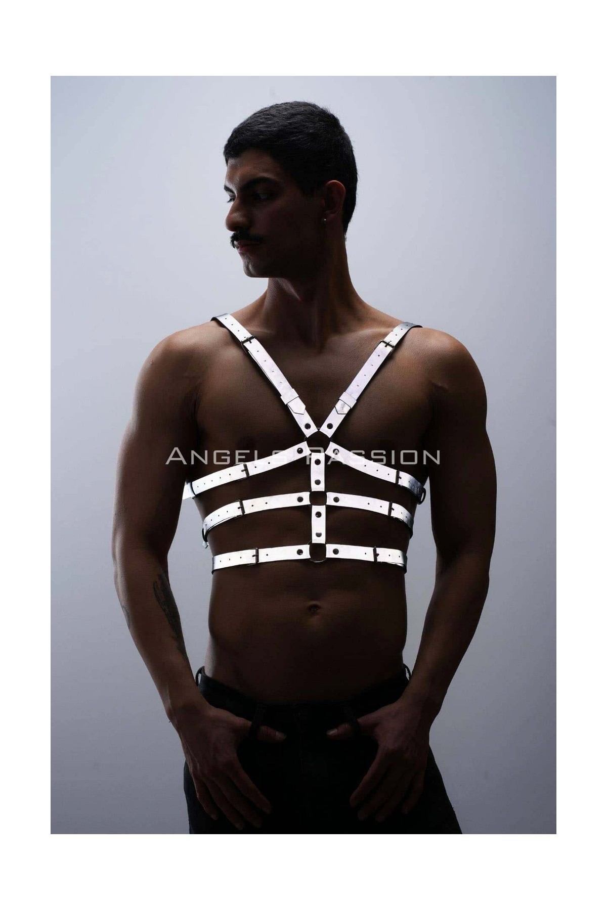 Moda Şahsenem Karanlıkta Parlayan - Reflektörlü Erkek Göğüs Harness, T-Shirt Üzeri Harness - BRFM38 görsel 2