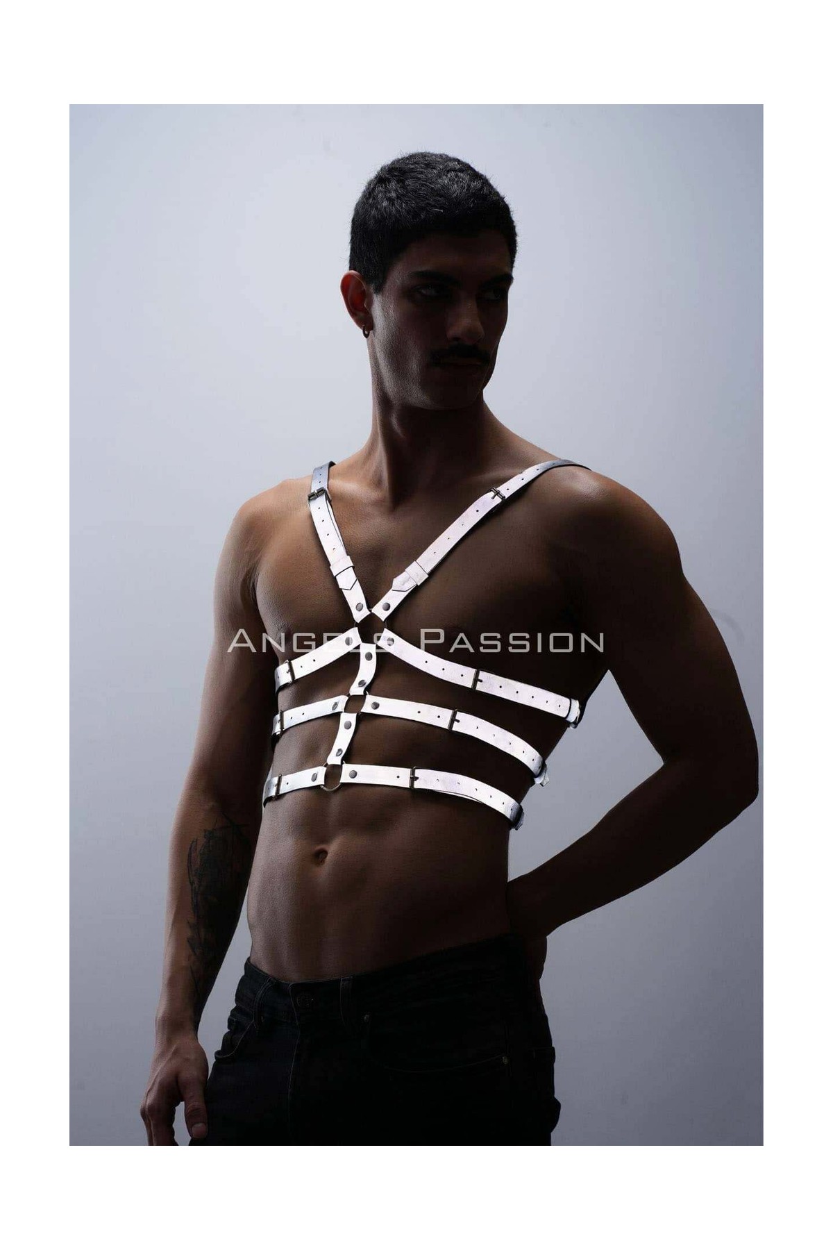 Moda Şahsenem Karanlıkta Parlayan - Reflektörlü Erkek Göğüs Harness, T-Shirt Üzeri Harness - BRFM38 görsel 3
