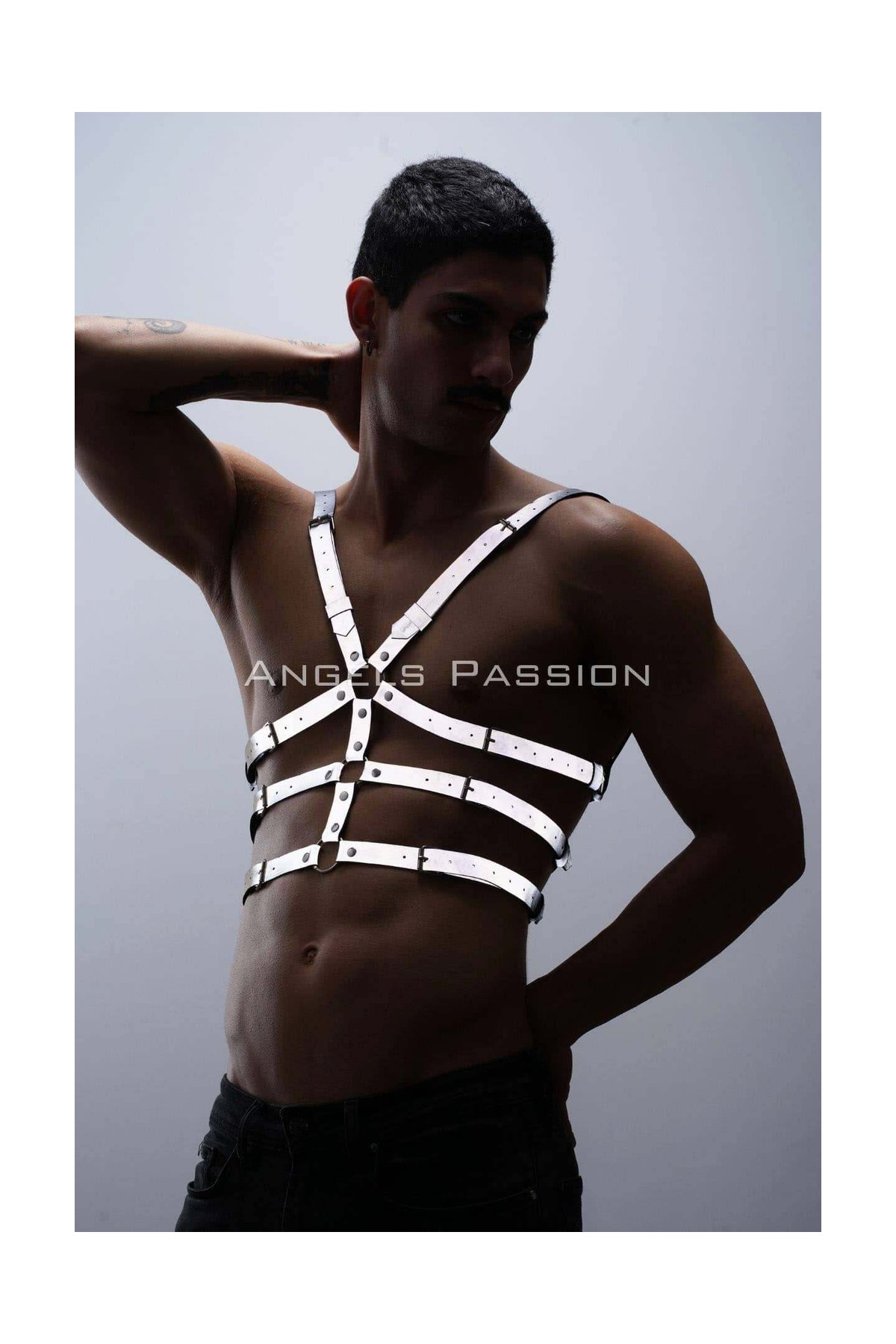 Moda Şahsenem Karanlıkta Parlayan - Reflektörlü Erkek Göğüs Harness, T-Shirt Üzeri Harness - BRFM38 görsel 4