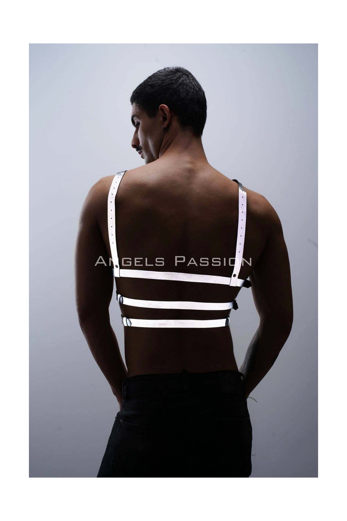 Moda Şahsenem Karanlıkta Parlayan - Reflektörlü Erkek Göğüs Harness, T-Shirt Üzeri Harness - BRFM38 görsel 5
