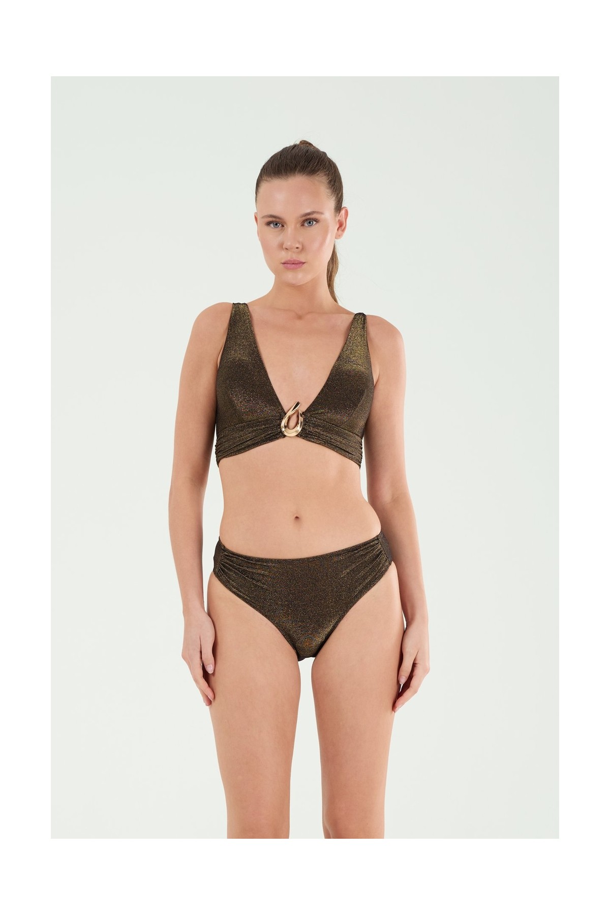 Louren B21029 Derin V Yaka Aksesuarlı Bikini Takım
