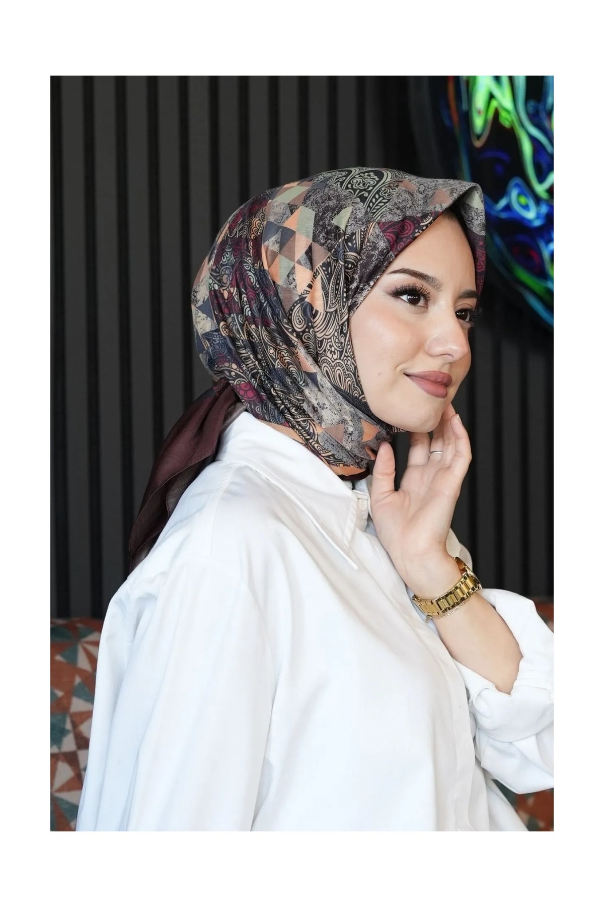 Afvente Paisley Desen Bordo Soft Pamuk Eşarp - Bordo