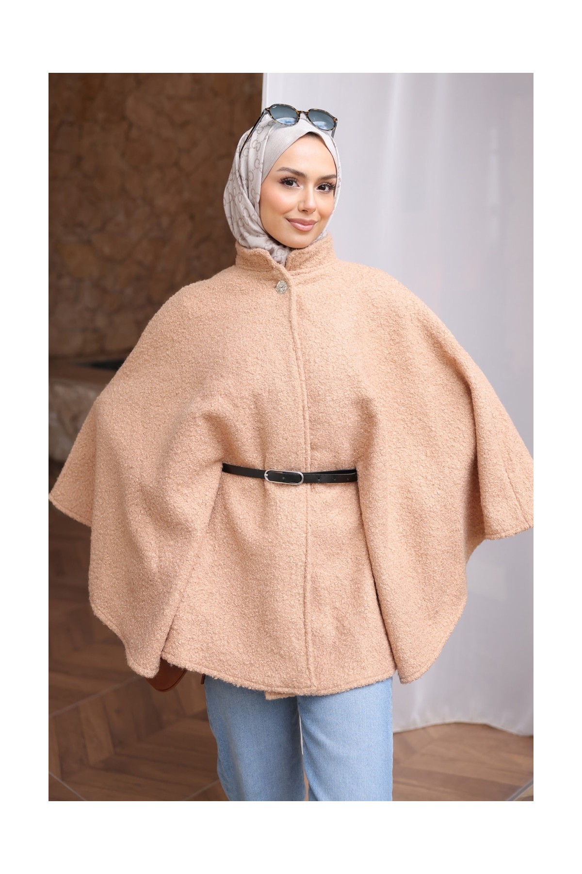İmaj Butik Vizon Kemerli Buklet Panço görsel 2