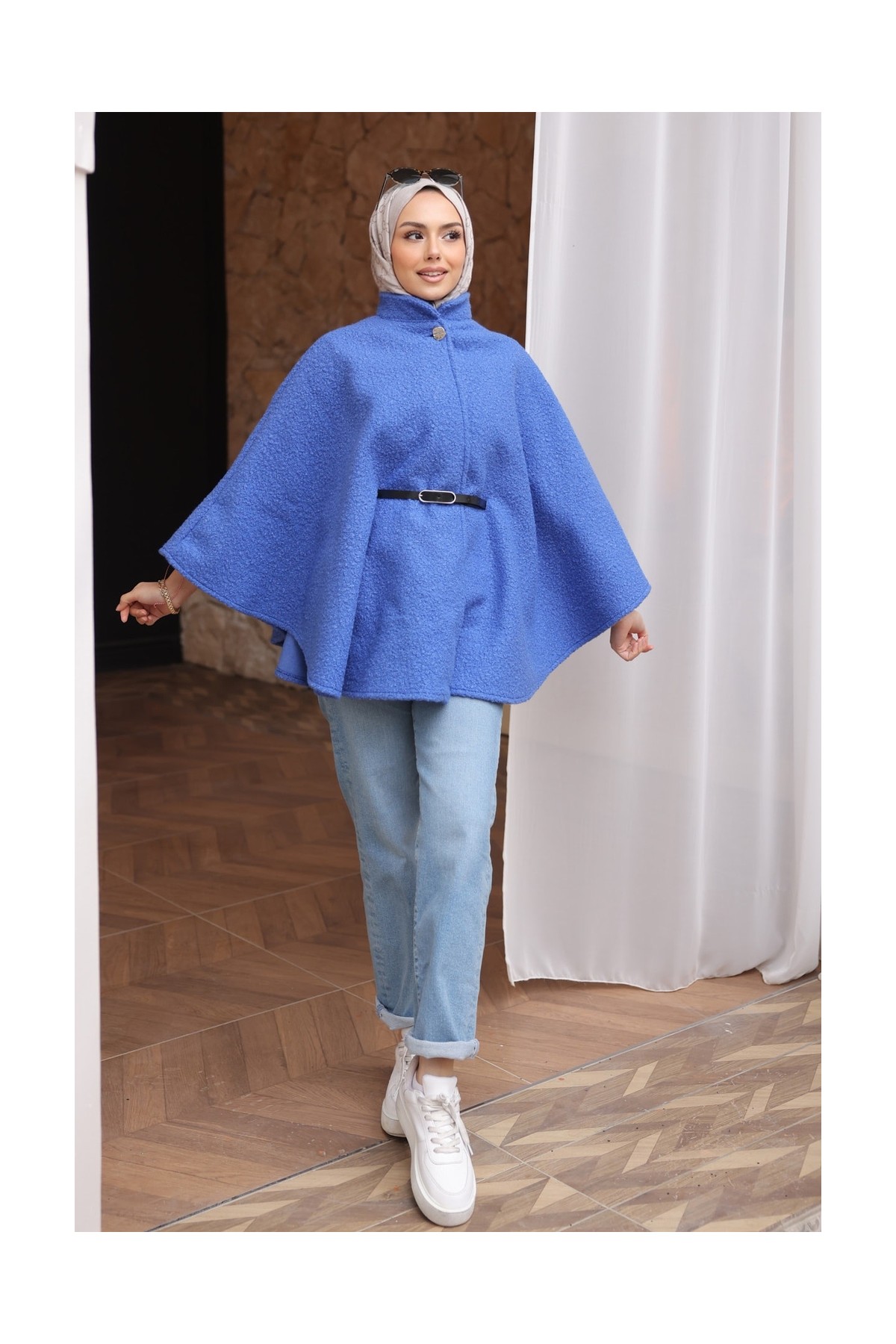 İmaj Butik Vizon Kemerli Buklet Panço görsel 6