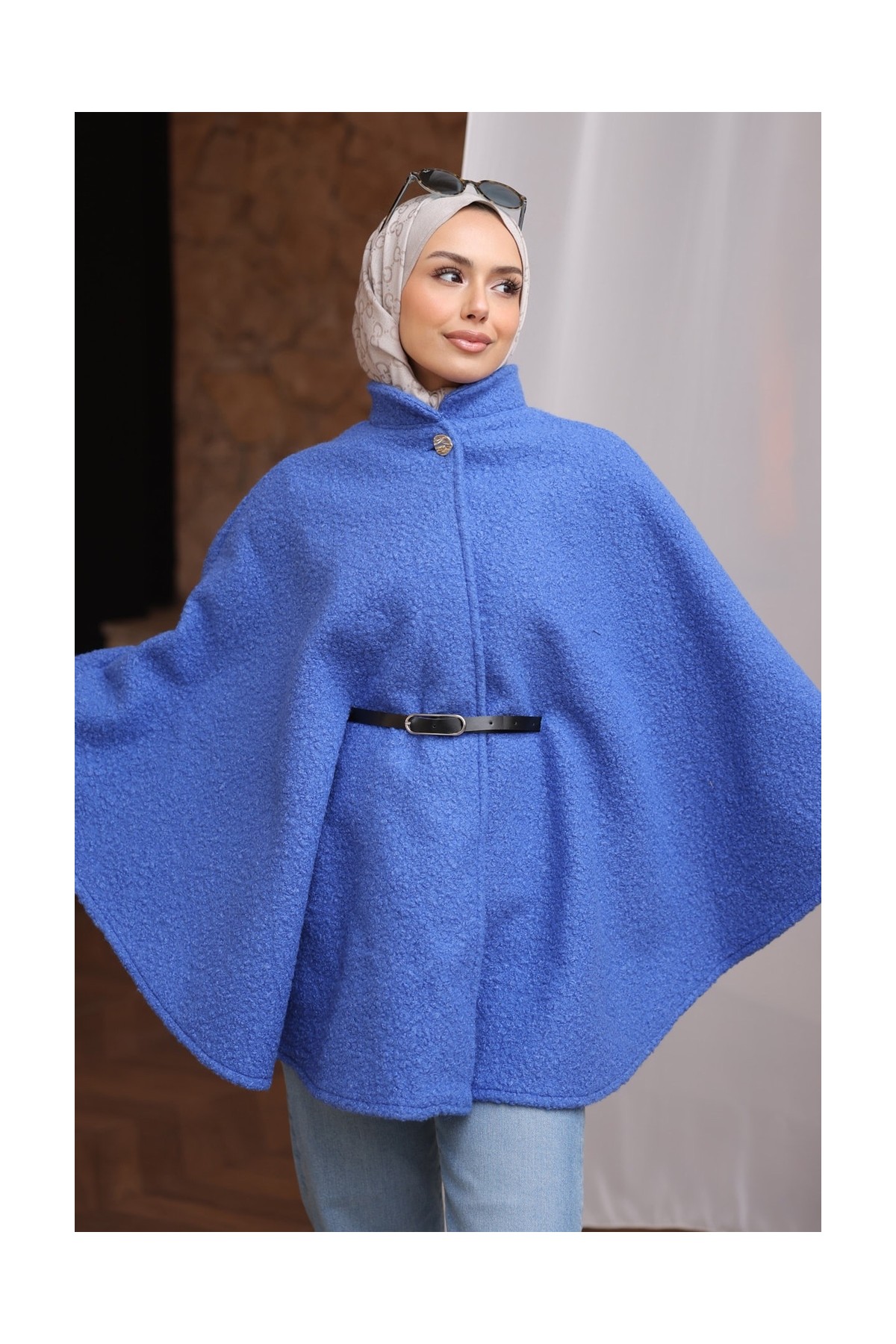 İmaj Butik Vizon Kemerli Buklet Panço görsel 7