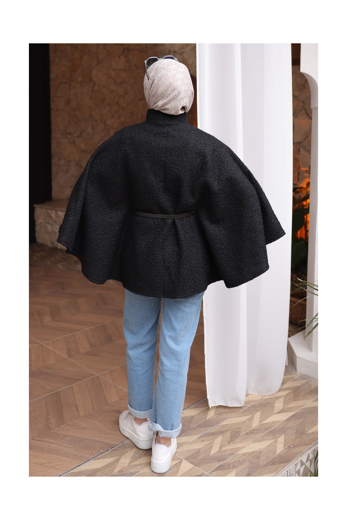 İmaj Butik Vizon Kemerli Buklet Panço görsel 5
