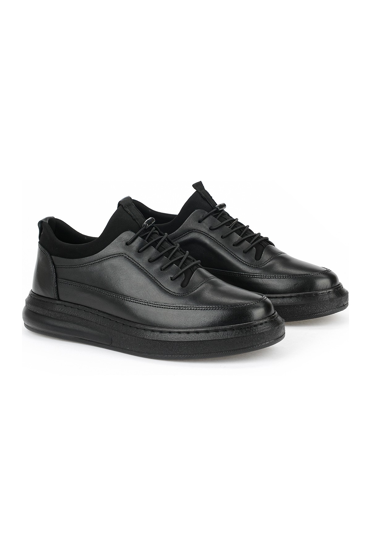 Ziya , Erkek Hakiki Deri Sneaker 163423Z88 Siyah görsel 2