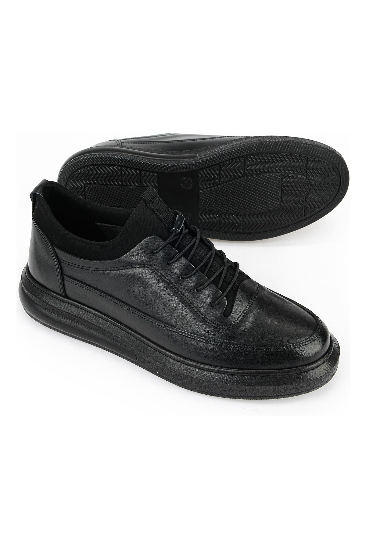 Ziya , Erkek Hakiki Deri Sneaker 163423Z88 Siyah görsel 4