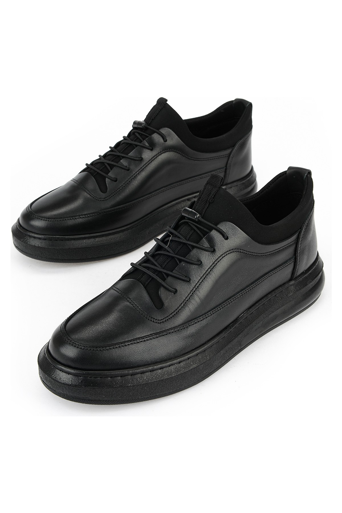 Ziya , Erkek Hakiki Deri Sneaker 163423Z88 Siyah görsel 5