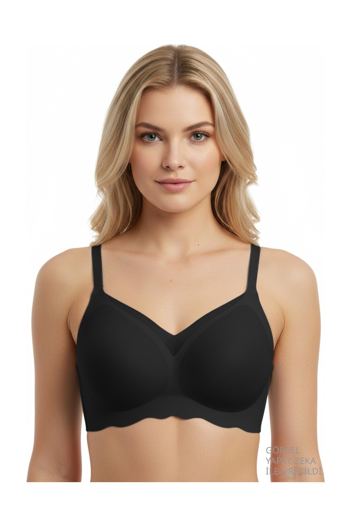 Cottonhill Seamless Bra - Touch | Kahverengi Lazer Kesim Dikişsiz Tül ve Dalga Detaylı Balensiz Kadın Sütyen görsel 3