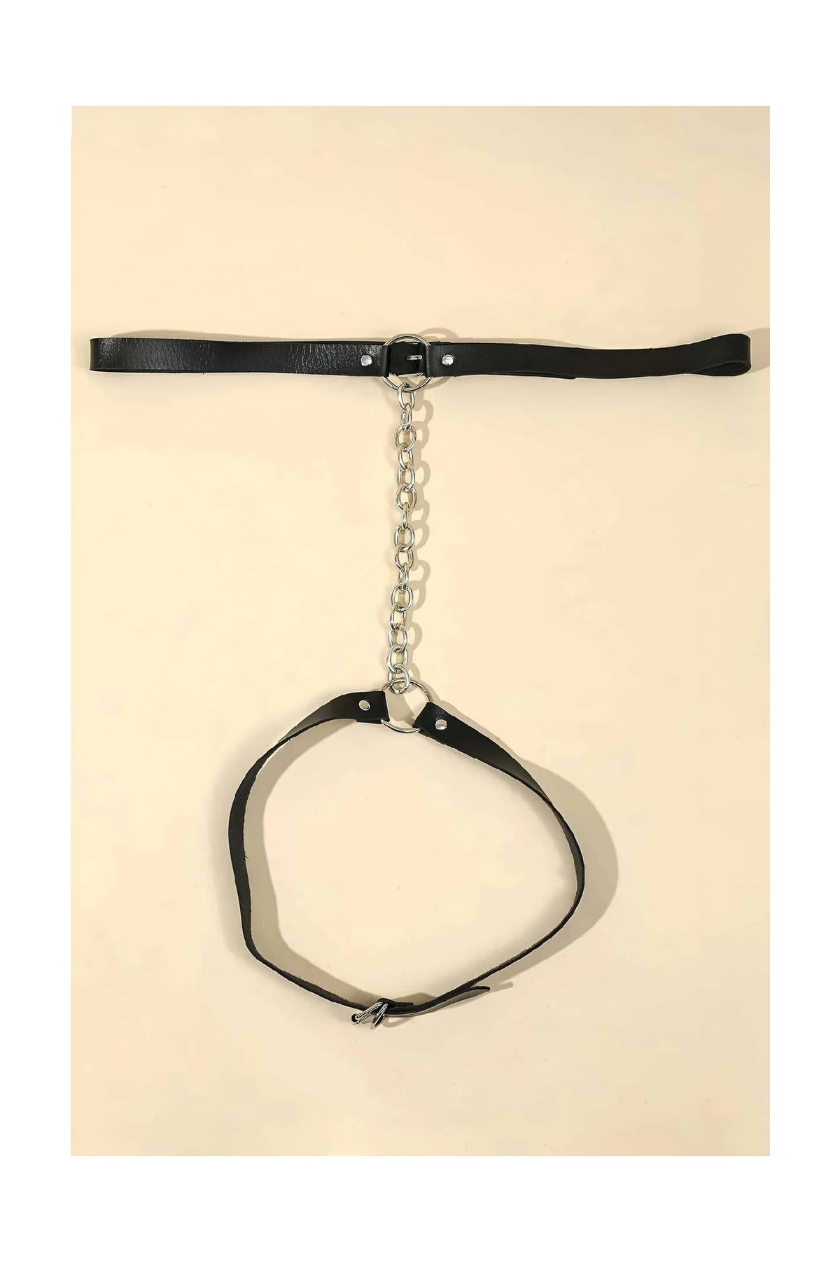 Liyuza Zincirli Ayarlanabilir Şık Deri Jartiyer Harness - BRF961 görsel 4