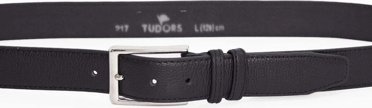 Tudors Erkek %100 Hakiki Deri 3,5 cm Desenli Klasik Siyah Kemer görsel 2