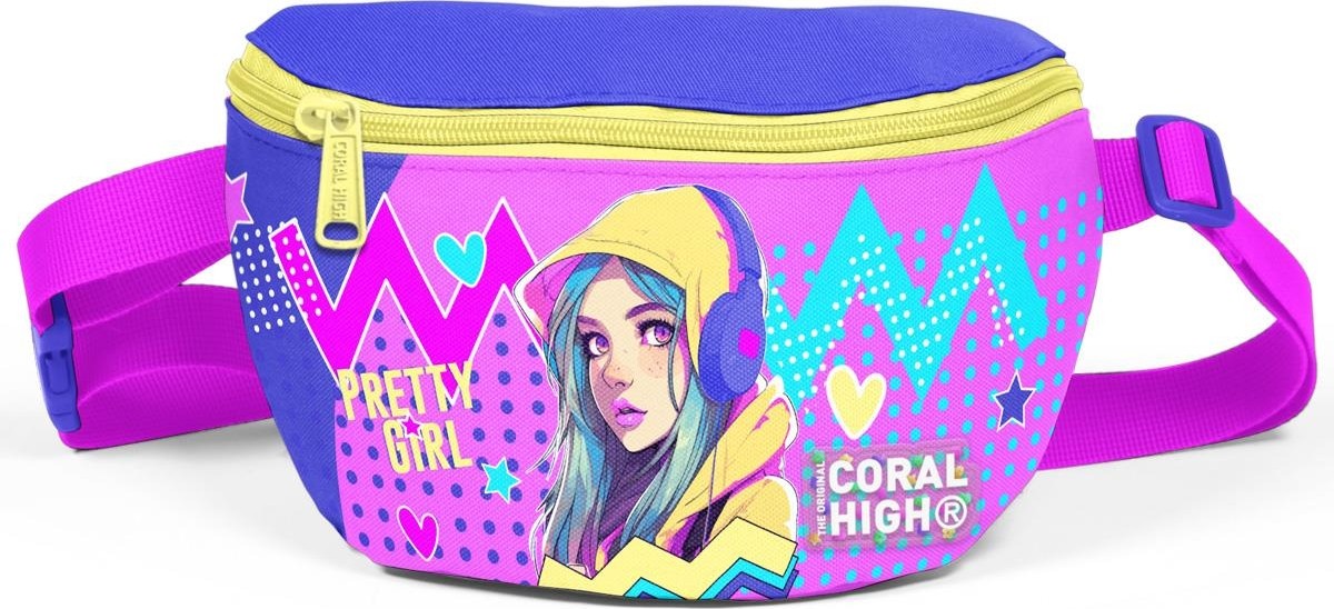 Coral High Kids Lavanta Turkuaz Kulaklıklı Kız Desenli Bel Çantası 11553