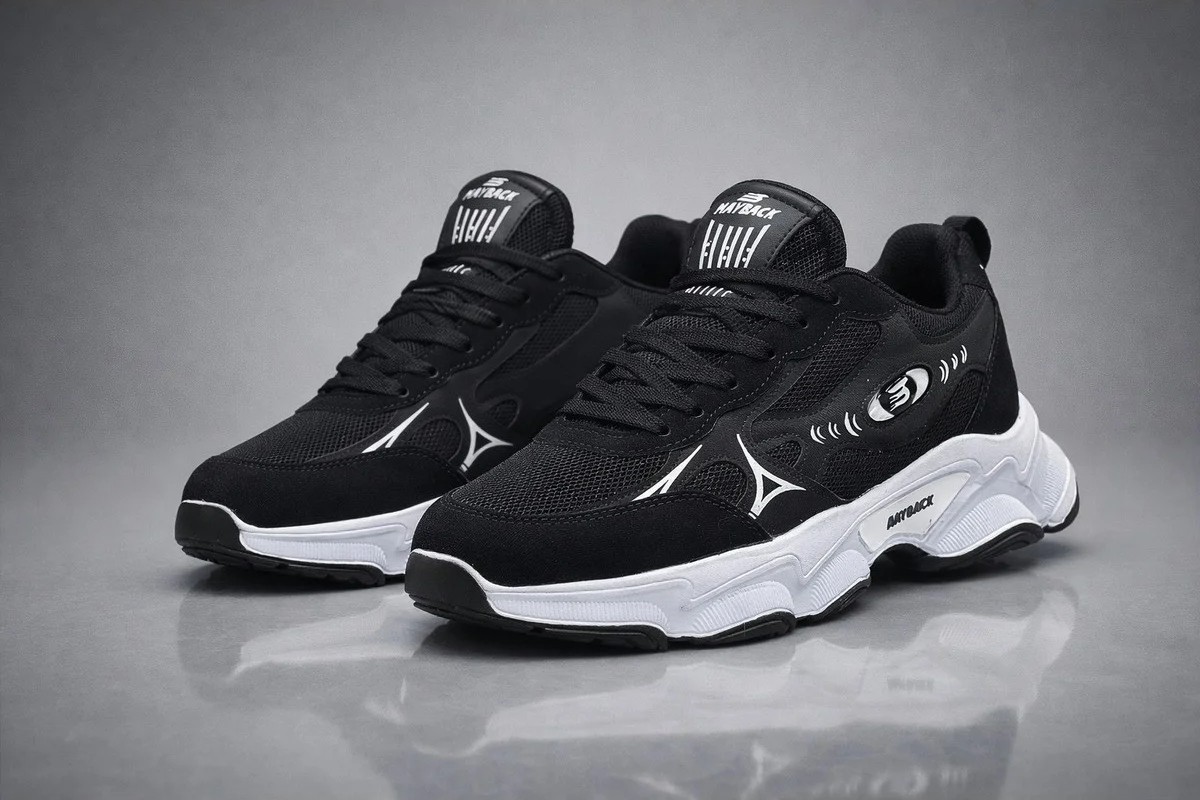 Mayback Erkek Ortopedik Sneaker Ayakkabı Beyaz - Siyah Düz Tabanlı Konforlu Tasarım görsel 5