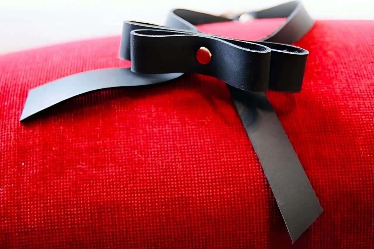 Nemere Fiyonklu Arkadan Bağlamalı Şık Deri Choker Boyun Aksesuar - BRF667 görsel 4
