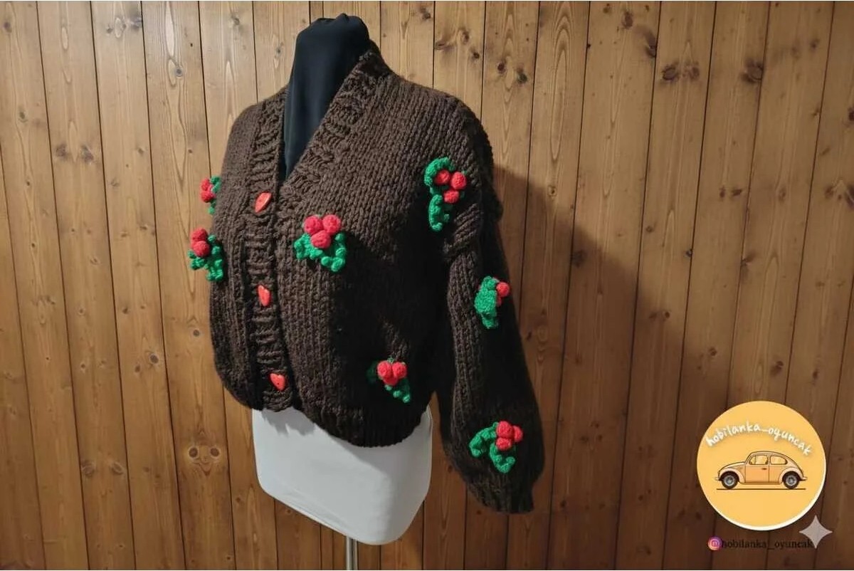 Hobilanka Örgü Kadın Hırkası Kokonalı Hırka görsel 3