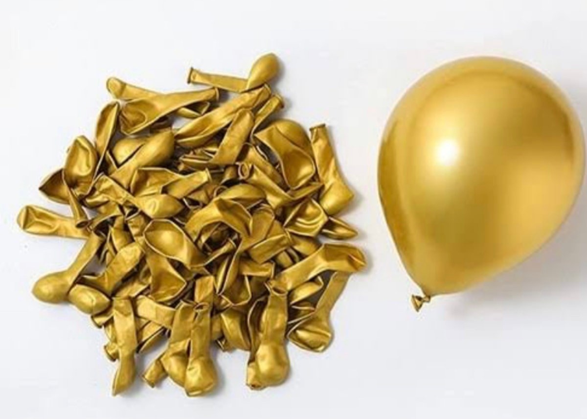 Feyza Design 5 Inç Altın Krom Balon 20 Adet - Hava ile Şişirilebilir