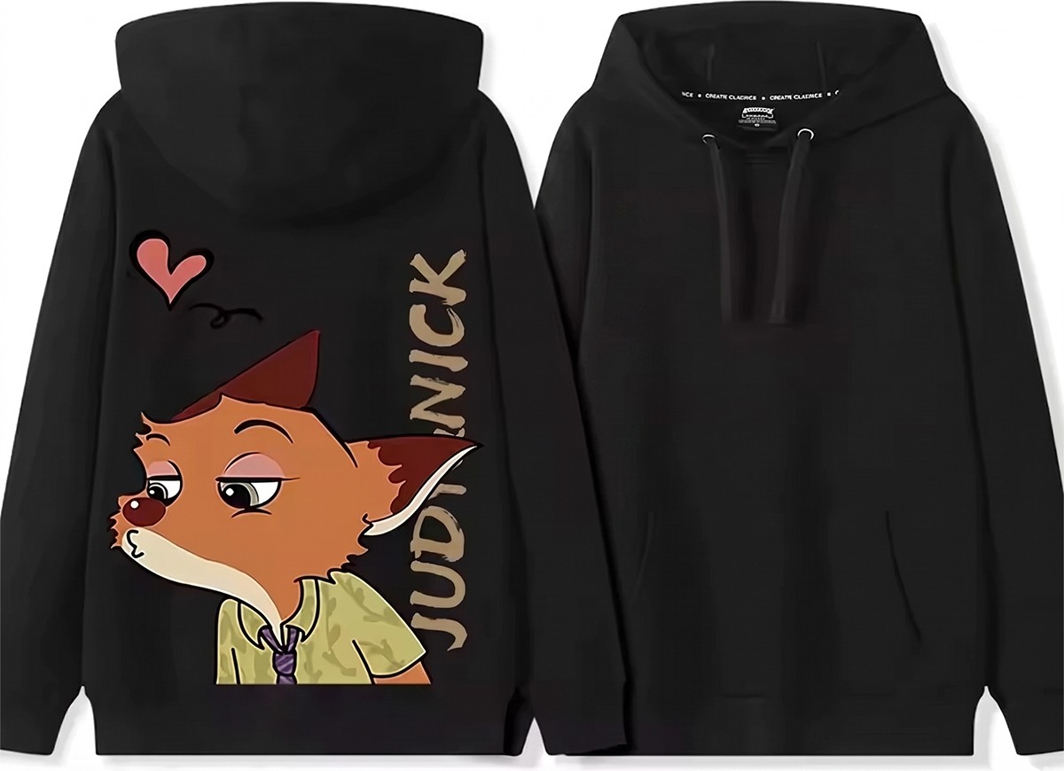 Macklin Sevgili - Arkadaş Çift Kombini Judy ve Nick Sırt Baskılı Özel Tasarım Kapüşonlu Sweatshirt 2li Takım görsel 8