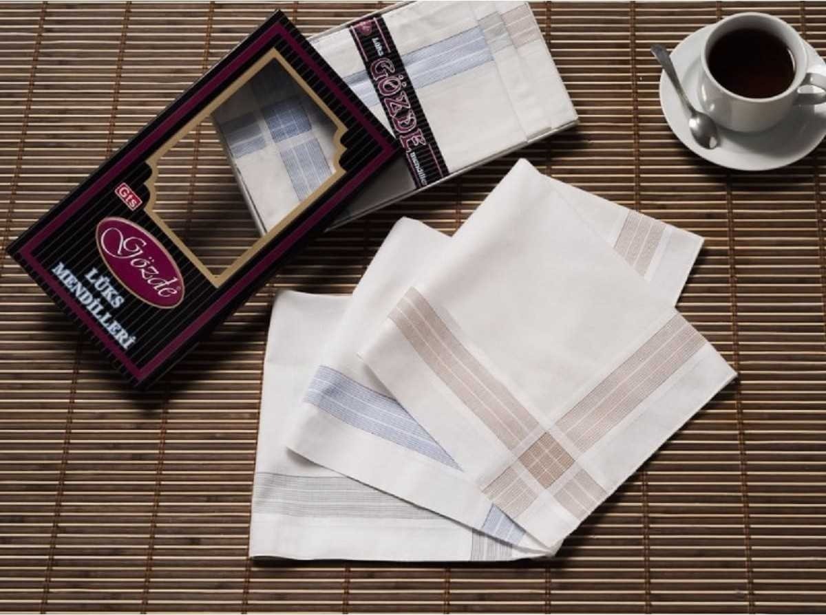 Mira Home Siyah Kutulu 42X42 cm Düzine 12 Adet Kumaş Mendil-Gm 03