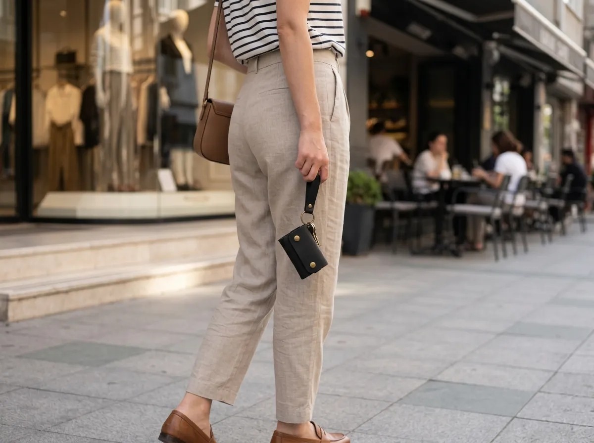 Late Bag %100 Hakiki Deri El Yapımı Mini Kartlık ve Anahtarlık Seti - Minimalist Unisex Cüzdan 6x9 cm görsel 3