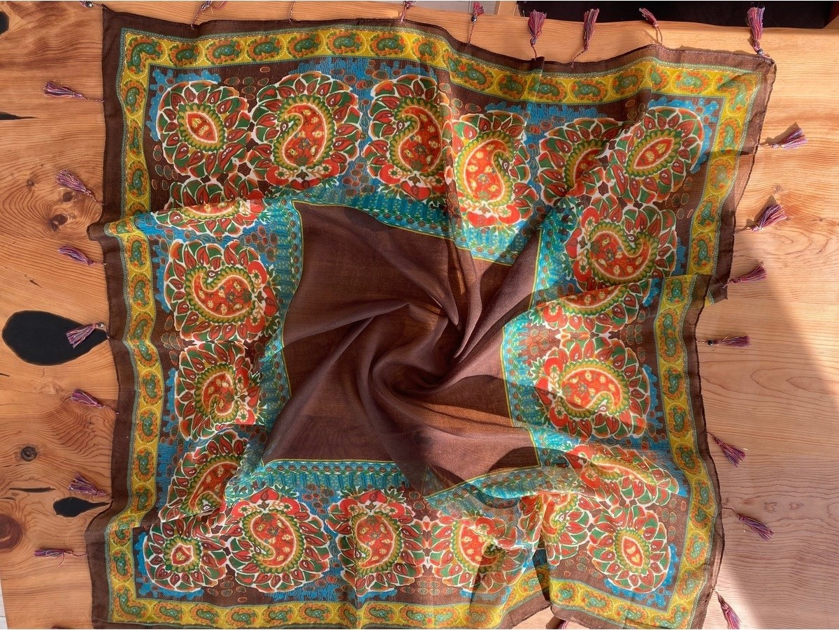 Bohemania Kahverengi Etnik 110 x 110 cm Pareo Şal PAISLEY1758091 görsel 2