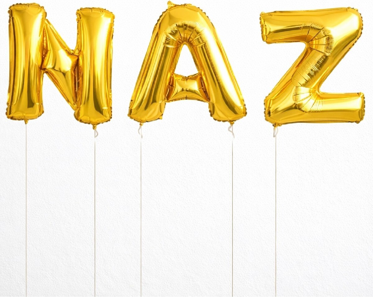 Feyza Design Altın Renkli 3 Harfli Kişiye Özel Uçan Folyo Balon Seti görsel 2