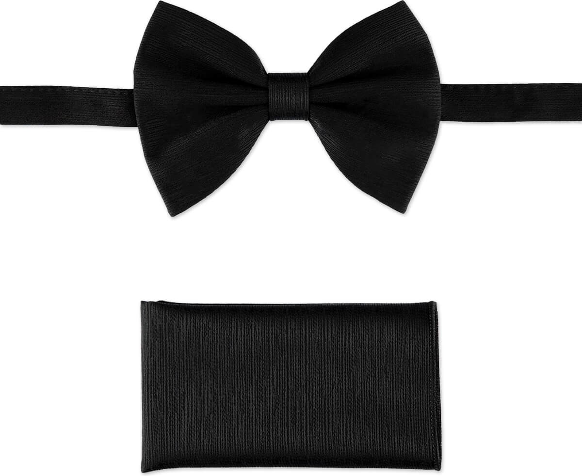 Hatemoğlu Siyah Papyon Mendil Set Viskon Polyester Kumaş Karışımı Şıklık Vurgusu