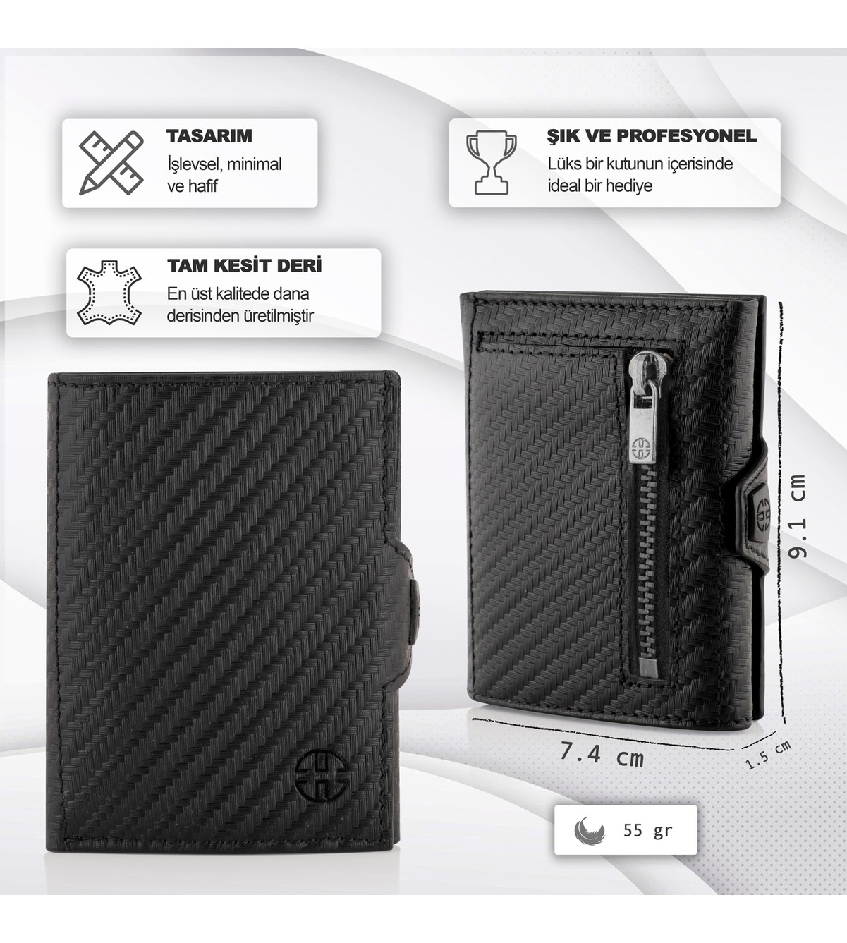 Trusador Verona Kahverengi Fermuarlı Unisex Hakiki Deri Rfid Korumalı Minimalist Bozuk Paralık Cepli Erkek Kadın Mini Cüzdan Hediyelik görsel 4
